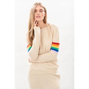 Jumper 1234 Sweater Rainbow Arms Cashmere Crew Oatmeal Cream size 3 US Large 12